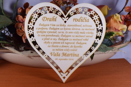 Poďakovanie Rodičom srdce vyrezavané 20x20cm 3mm  11,5€